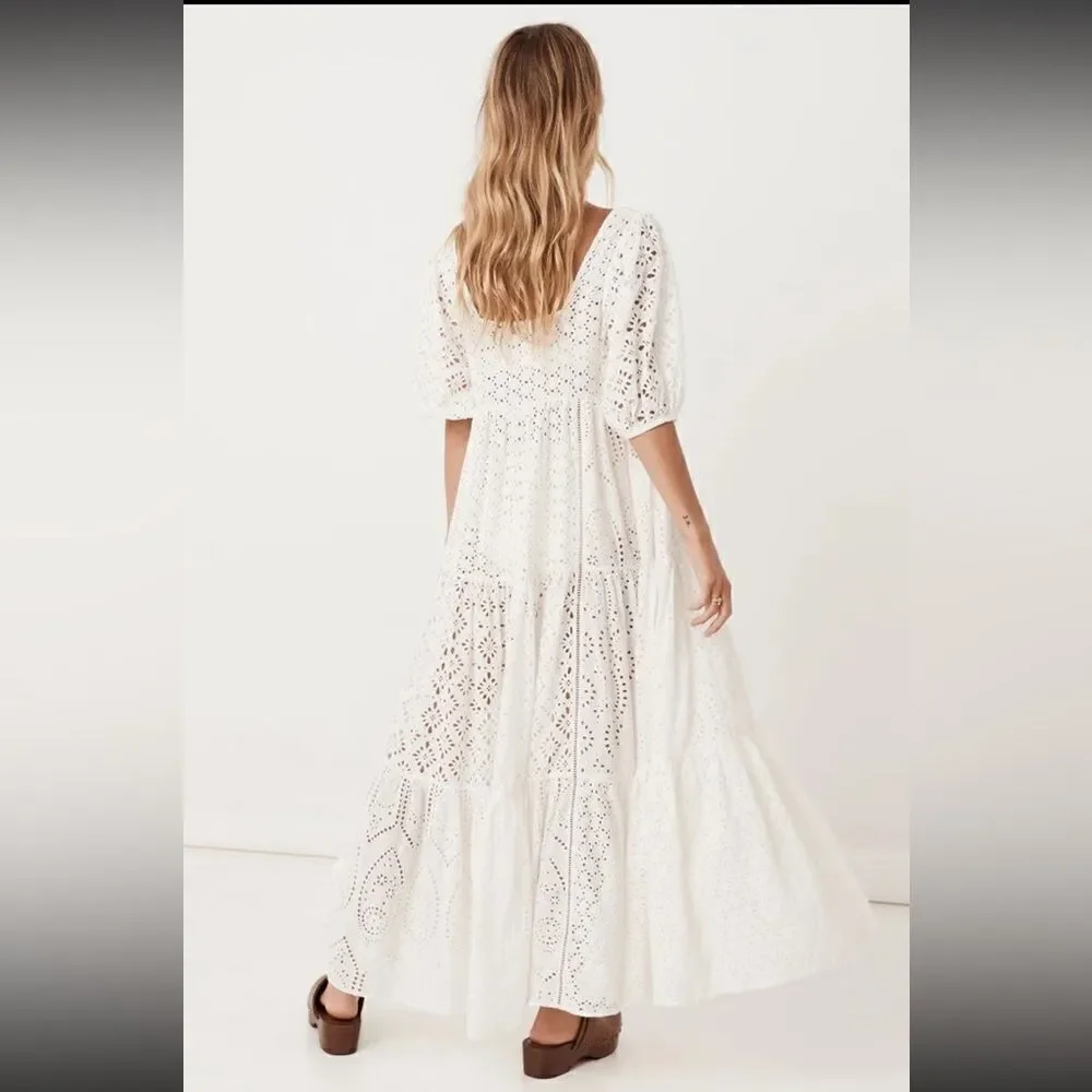 NEW Spell and the Gypsy Lottie Gown with Slip White Eyelet Lace Small - Picture 4 of 15